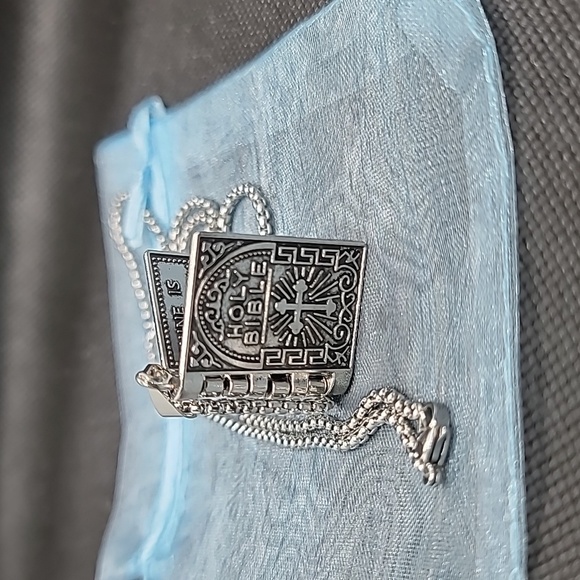 NWOT Lord's Prayer Bible Necklace Stainless Steel Unisex 70cm - Picture 5 of 6